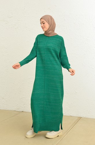 Triko Simli Elbise 3164-05 Zümrüt Yeşili