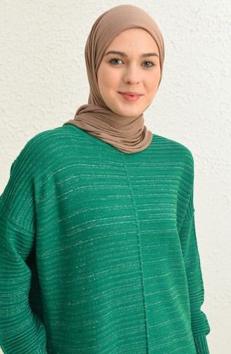 Triko Simli Elbise 3164-05 Zümrüt Yeşili