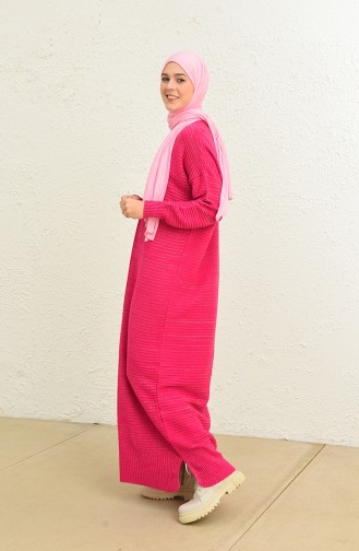 Triko Simli Elbise 3164-06 Fuşya