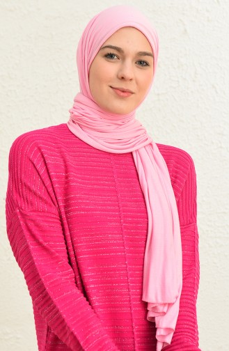 Triko Simli Elbise 3164-06 Fuşya