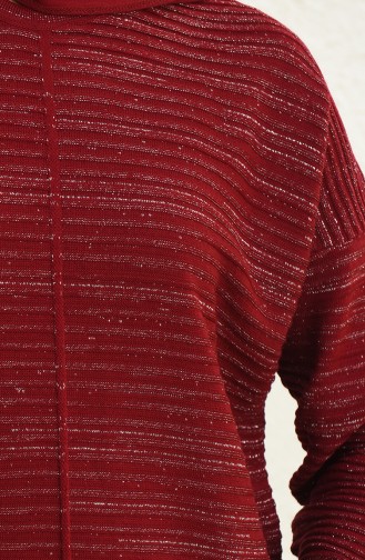 Triko Simli Elbise 3164-07 Bordo