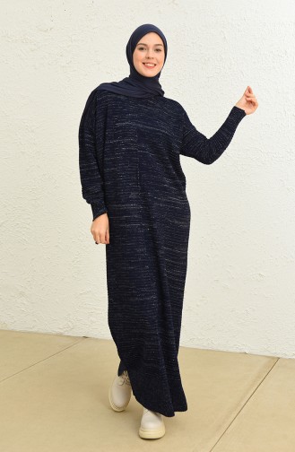 Navy Blue Hijab Dress 3164-09