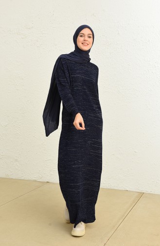 Navy Blue Hijab Dress 3164-09