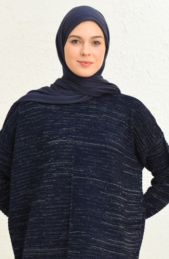 Navy Blue Hijab Dress 3164-09