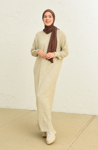 Triko Simli Elbise 3164-12 Bej
