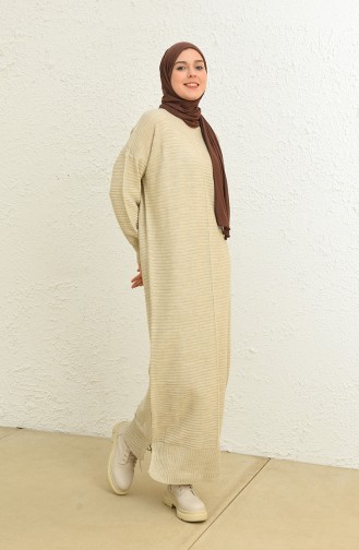 Triko Simli Elbise 3164-12 Bej
