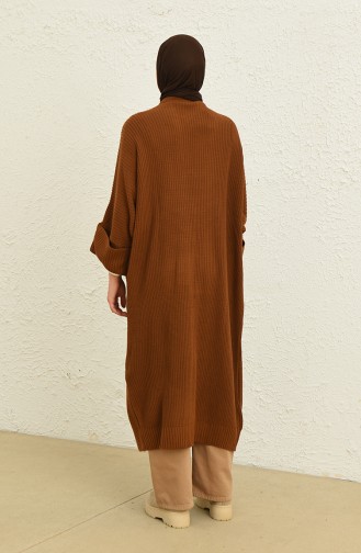 Triko Cepli Uzun Hırka 0549-03 Taba
