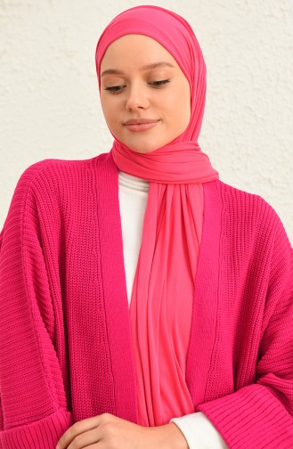 Cardigan Long à Poche en Tricot 0549-06 Fushia 0549-06