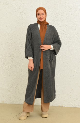 Cardigan Long à Poche en Tricot 0549-07 Anthracite 0549-07