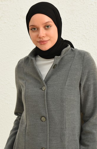 Düğmeli Kaşe Kaban 4018-02 Gri