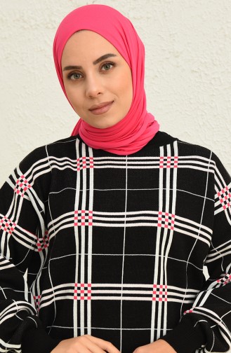 Triko Çizgili Tunik Pantolon İkili Takım 0577-04 Siyah