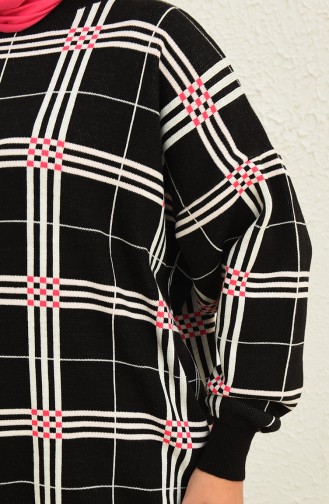 Triko Çizgili Tunik Pantolon İkili Takım 0577-04 Siyah