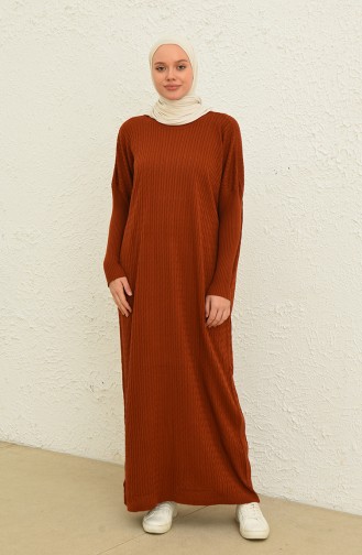 Ziegelrot Hijab Kleider 3312-06