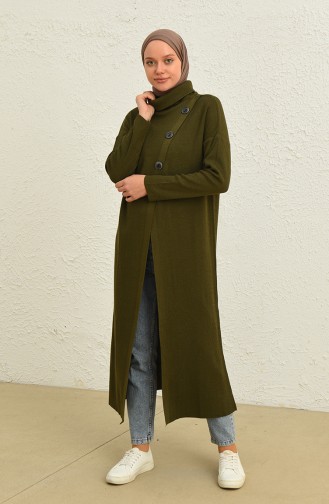 Triko Simli Uzun Tunik 3303-05 Haki