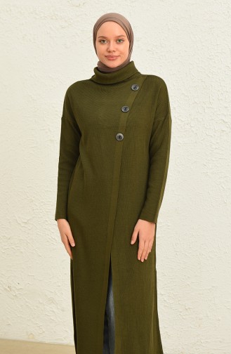 Triko Simli Uzun Tunik 3303-05 Haki