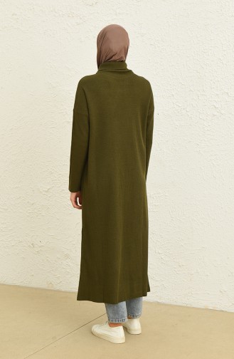 Triko Simli Uzun Tunik 3303-05 Haki