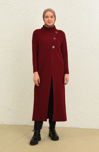 Triko Simli Uzun Tunik 3303-06 Bordo