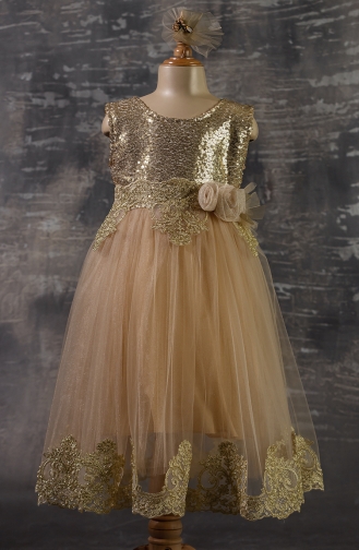 Beige Kinderjurk 2342PLNKS-03