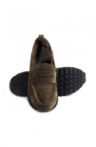 Hakiki Deri Kürklü Kadın Casual Ayakkabı 009Kzaf0069 1 Yeşil Süet