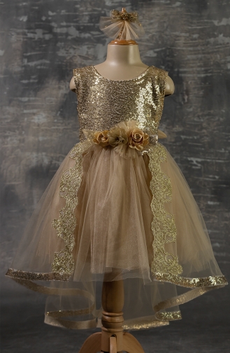 Beige Children`s Dress 2345PLNKS-05