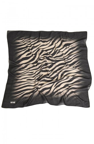 Oyya Soft Zebra Desen Eşarp 80974-11 Siyah Açık Haki Yeşil