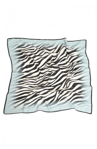 Oyya Soft Zebra Desen Eşarp 80974-05 Siyah Açık Mavi