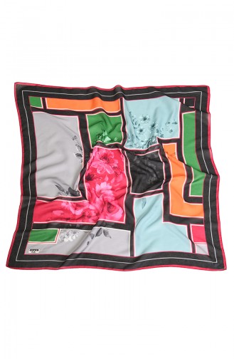 Oyya Desenli Soft Eşarp 80964-06 Fuşya Siyah