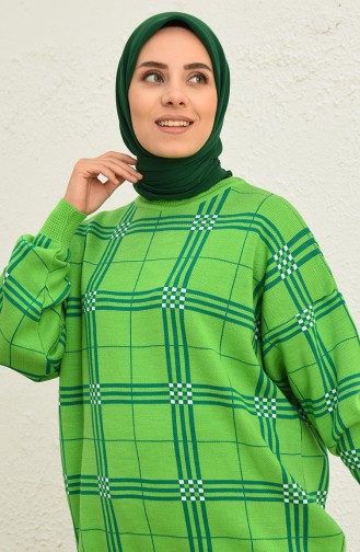 Triko Çizgili Tunik Pantolon İkili Takım 0577-02 Fıstık Yeşili