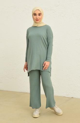 Trikot Strickmuster Tunika-Hose Zweiteiler 3345-01 Grünfarben 3345-01