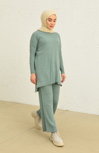 Trikot Strickmuster Tunika-Hose Zweiteiler 3345-01 Grünfarben 3345-01