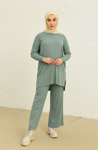 Trikot Strickmuster Tunika-Hose Zweiteiler 3345-01 Grünfarben 3345-01