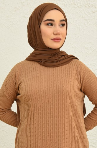 Trikot Strickmuster Tunika-Hose Zweiteiler 3345-03 Milchkaffeefarben 3345-03