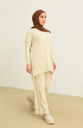 Trikot Strickmuster Tunika-Hose Zweiteiler 3345-07 Beige 3345-07