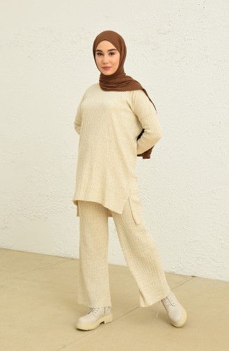 Trikot Strickmuster Tunika-Hose Zweiteiler 3345-07 Beige 3345-07