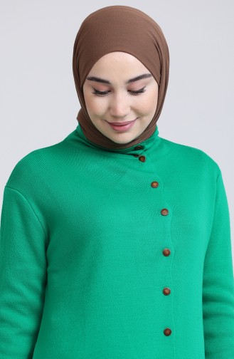 Triko Düğmeli Elbise 3315-10 Yeşil
