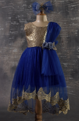 Dark Blue Children`s Dress 2346PLNKS-02