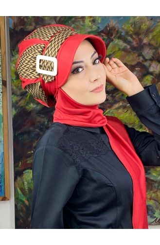 Red Ready to wear Turban 154EYL22ŞPK-03