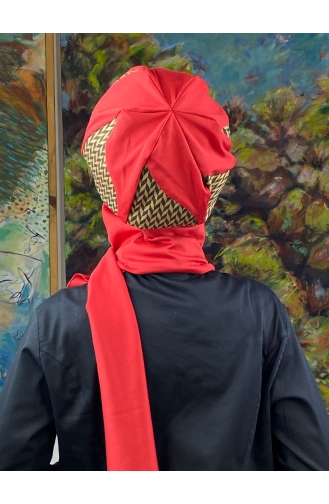 Rot Praktischer Turban 154EYL22ŞPK-03