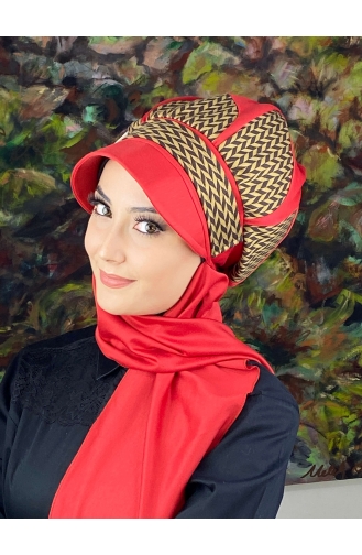 Rot Praktischer Turban 154EYL22ŞPK-03