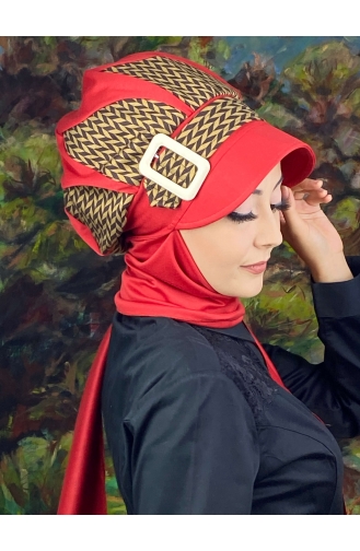 Red Ready to wear Turban 154EYL22ŞPK-03