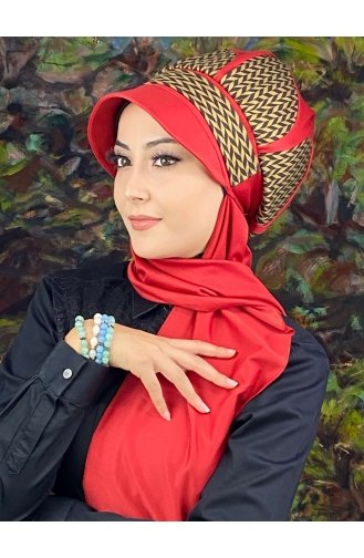 Rot Praktischer Turban 154EYL22ŞPK-03