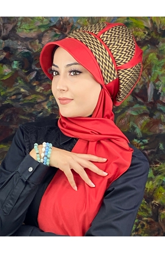 Red Ready to Wear Turban 154EYL22ŞPK-03