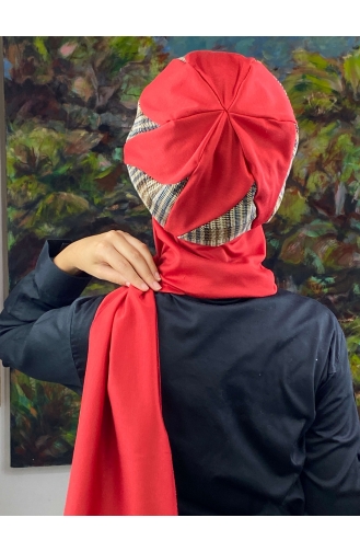 Red Ready to wear Turban 124EYL22ŞPK-02