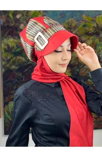 Red Ready to wear Turban 124EYL22ŞPK-02