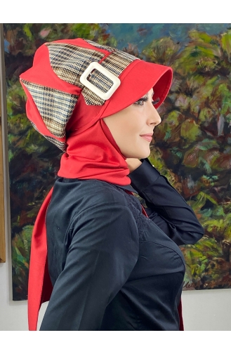 Red Ready to wear Turban 124EYL22ŞPK-02