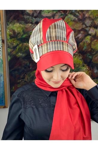 Red Ready to wear Turban 124EYL22ŞPK-02