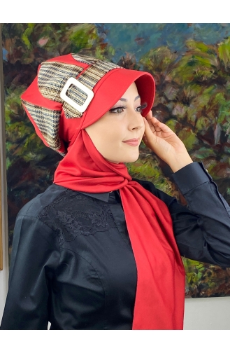 Red Ready to wear Turban 124EYL22ŞPK-02