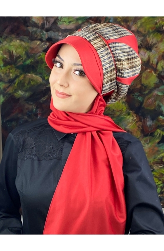 Red Ready to wear Turban 124EYL22ŞPK-02