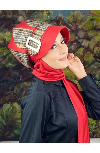 Red Ready to wear Turban 124EYL22ŞPK-02