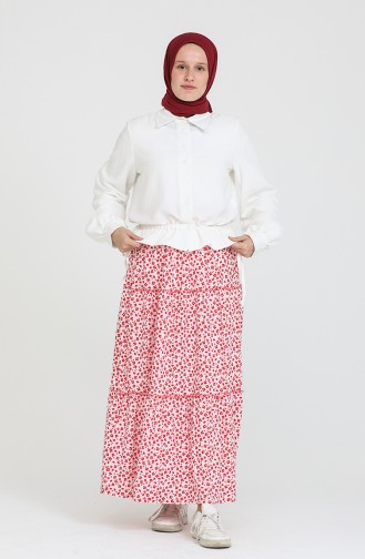 Floral Tiered Skirt 8537-01 Claret Red 8537-01